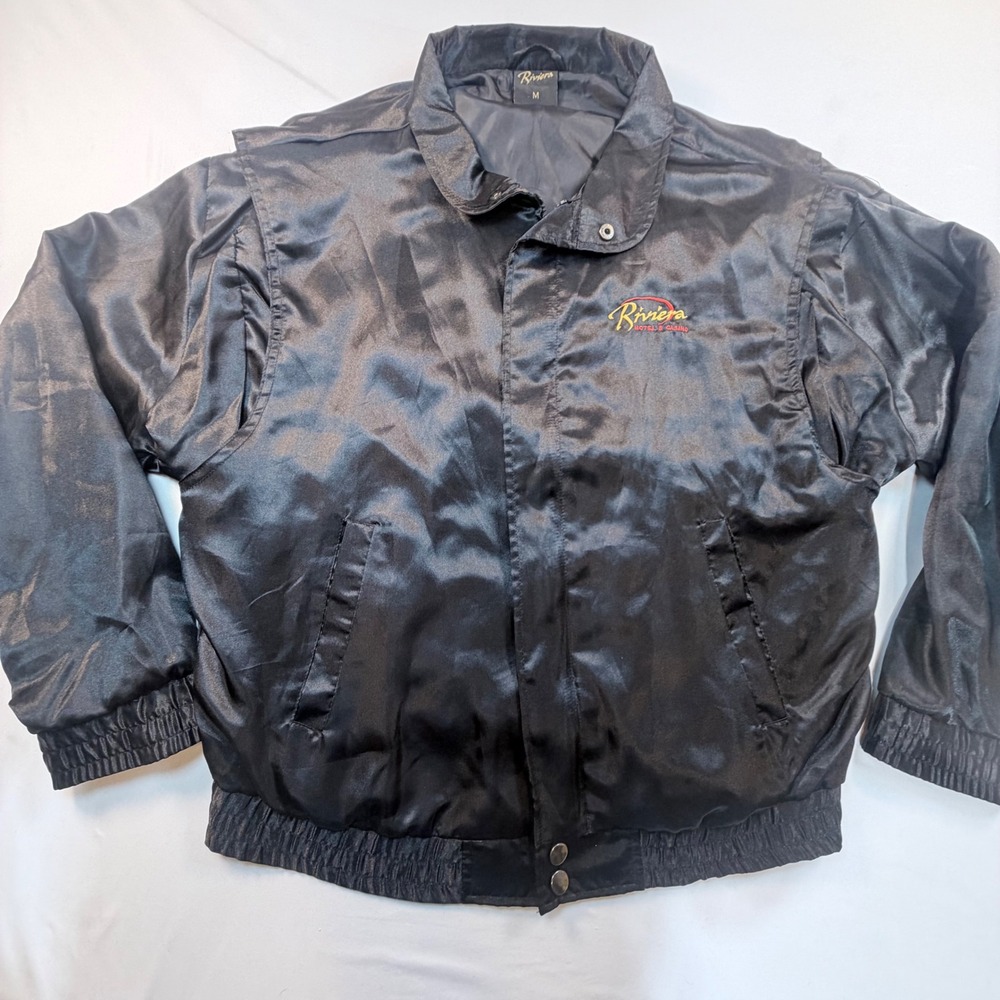 Riviera Hotel & Casino Las Vegas Satin Bomber Jacket Mens M Embroidered Vintage